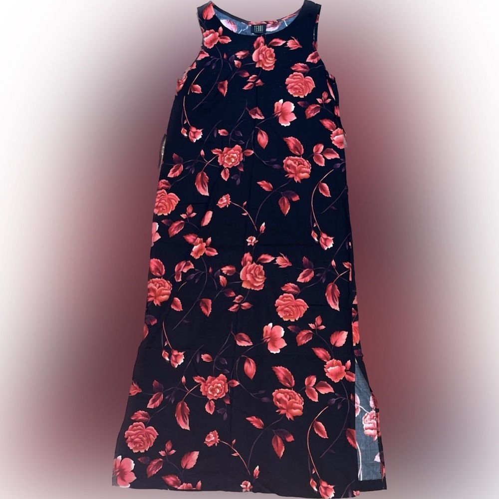 TEDDI Dresses Size 10 BLACK with Red Floral pattern Preloved - Picture 5 of 7